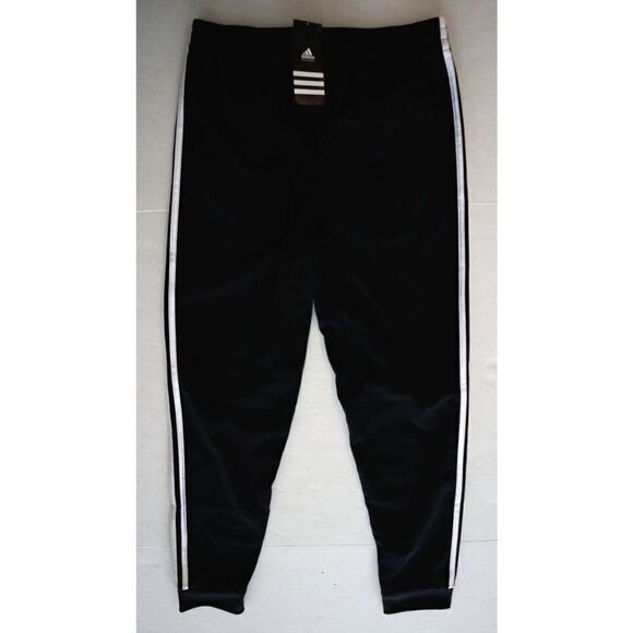 adidas 952125 Big Boys Sz XL (18/20) Black/White 3-Stripe Fleece Jogger Pants - Picture 2 of 9